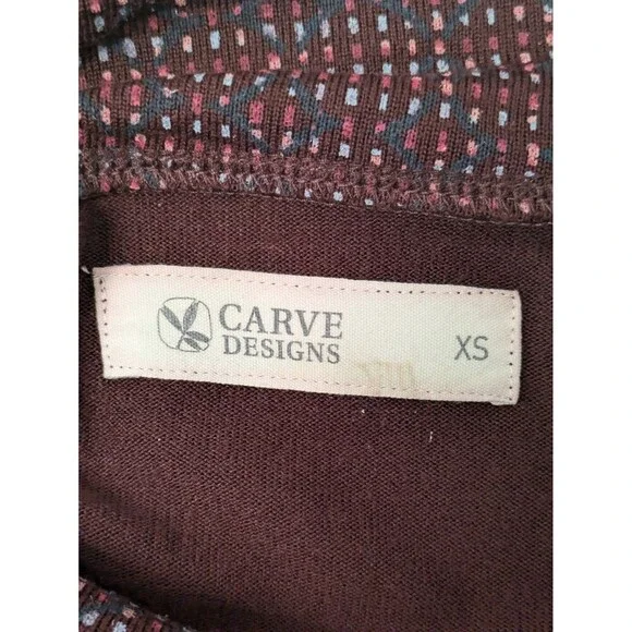 Carve Designs Maroon Colorful Geometric Cowl Neck Long Sleeve Dress sz XS - Picture 11 of 13